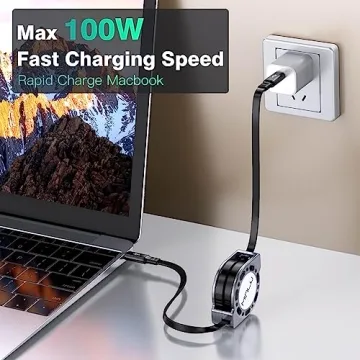 100W MINLU Retractable USB C Charging Cable - Fast & Portable