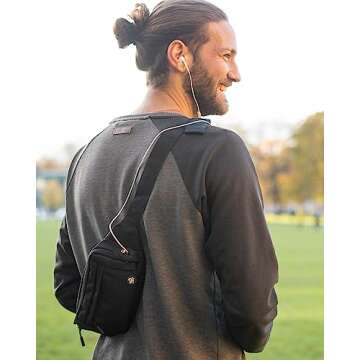 WATERFLY Fanny Pack Waist Bag: Small Hip Pouch Bum Bag Fannie Pack Phanny Fannypack Waistpack Bumbag Beltbag Sport Slim Fashionable for Jogging Hiking Hiker Woman Man Pure black