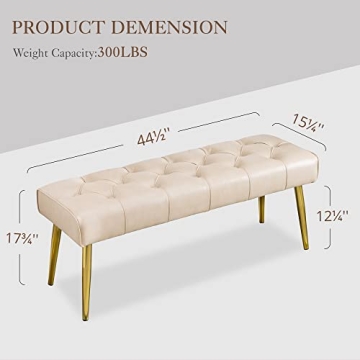 LUE BONA Elegant Faux Leather Ottoman Bench for Living Room