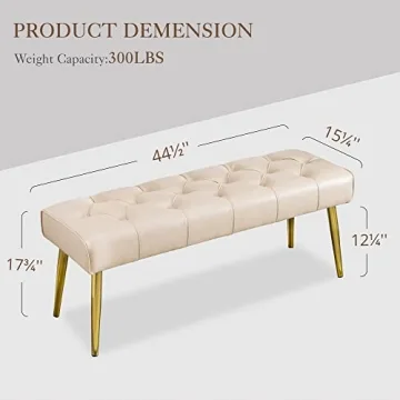 LUE BONA Elegant Faux Leather Ottoman Bench for Living Room