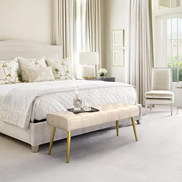 LUE BONA Elegant Faux Leather Ottoman Bench for Living Room