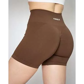 AUROLA Intensify Workout Shorts for Women Seamless Scrunch Short Gym Yoga Running Sport Active Exercise Fitness Shorts(XL,Carob Brown)