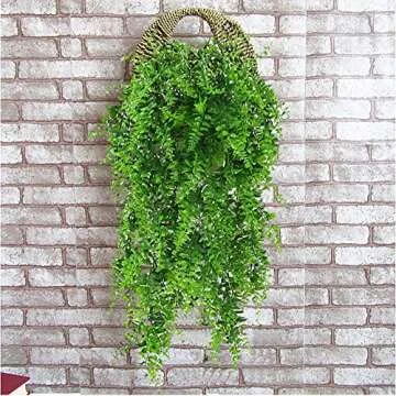 Bird Fiy 2pcs Boston Fern Bush Artificial Fake Vine Plants Decor Plastic Greenery Artificial Plants Vines Hanging Plant
