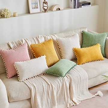 MIULEE Soft Pom-pom Decorative Pillow Covers for Couch