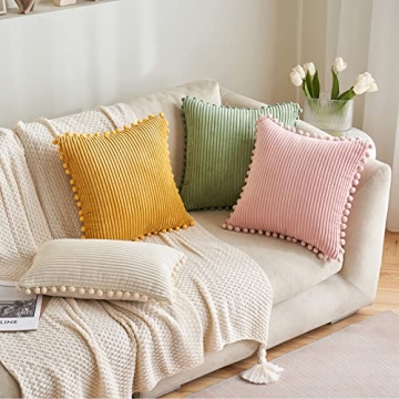 MIULEE Soft Pom-pom Decorative Pillow Covers for Couch