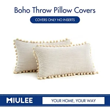 MIULEE Soft Pom-pom Decorative Pillow Covers for Couch