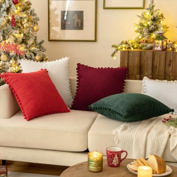MIULEE Soft Pom-pom Decorative Pillow Covers for Couch