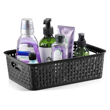 [ 8 Pack ] Plastic Storage Baskets - Small Pantry Organization and Storage Bins - Household Organize...