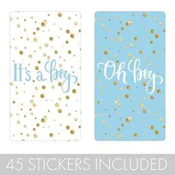 Blue and Gold It's a Boy Candy Bar Stickers - 45 Count