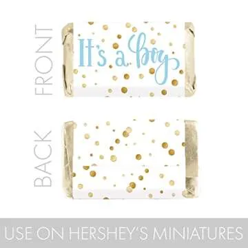 Blue and Gold It's a Boy Candy Bar Stickers - 45 Count