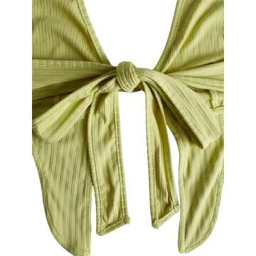 Verdusa Women's 2 Piece Outfits Tie Back Crop Halter Top and Wide Leg Pant Sets