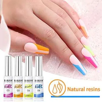 Vibrant RARJSM Gel Polish Set, 12 Neon Colors for Nail Art