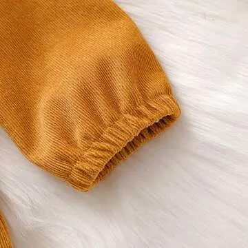 Karuedoo Kids Toddler Baby Girl Corduroy Ruffle Long Sleeve Dress Princess Party Dress Fall Winter Skirt Outfit (A-Yellow, 3-4T)