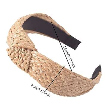 Lvyeer 3 pack Straw Headbands Fashion Rattan Wide Head Band Boho Headband Summer Bohemian Woven Hair Head Bands Hair Band for Woman Girl Hair Accessories