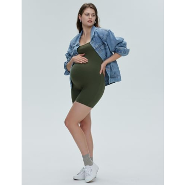 POSHDIVAH Maternity Bodysuit Soft Stretchy Stylish Green Romper