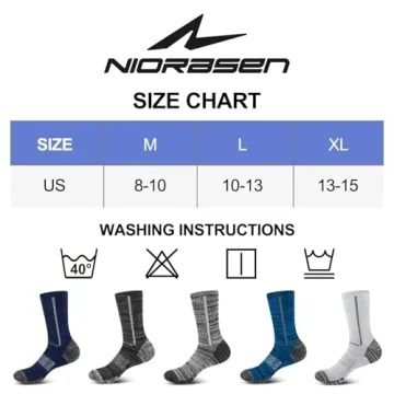 Niorasen Men's Cotton Crew Work Socks, 5 Pairs Cushioned Boot Socks, Moisture Wicking Athletic Socks for Hiking Sports Running 10-13 (Multicolor)