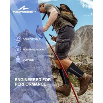 Niorasen Men's Cotton Crew Work Socks, 5 Pairs Cushioned Boot Socks, Moisture Wicking Athletic Socks for Hiking Sports Running 10-13 (Multicolor)