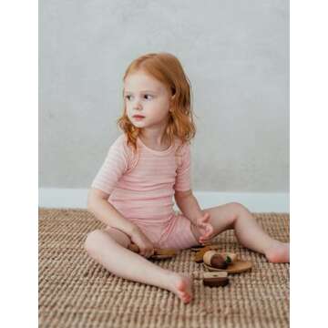 AVAUMA Stripe Pattern Newborn Baby Little Boys Girls Snug-Fit Pajamas Summer Short Sets Pjs Kids Clothes (L/Light Pink)