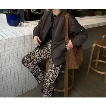 XPONNI Animal Print Y2K Pants - Leopard Print Slim-Fit Style