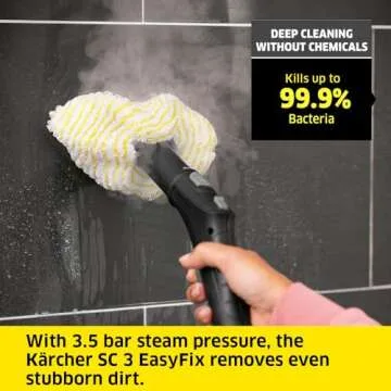 Kärcher Steam Cleaner, Multi Purpose, Power Steamer, Chemical-Free, 40 Sec Heat-Up, for Grout, Tile, Hard Floors, Appliances & More - SC 3 Easy Fix