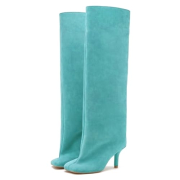 Stylish Oakmoo Turquoise Suede Knee High Boots for Women