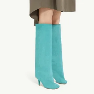 Stylish Oakmoo Turquoise Suede Knee High Boots for Women