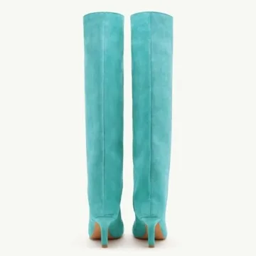Stylish Oakmoo Turquoise Suede Knee High Boots for Women