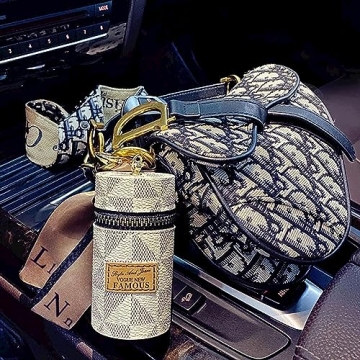 Luxury Leather Lipstick Organizer with Keychain - Travel Essential