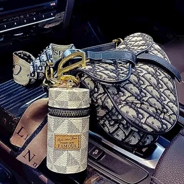 Luxury Leather Lipstick Organizer with Keychain - Travel Essential