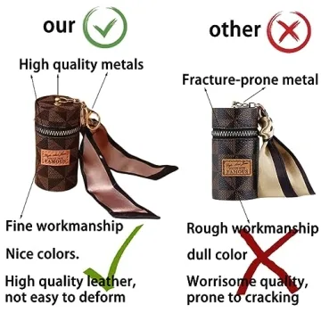 Luxury Leather Lipstick Organizer with Keychain - Travel Essential