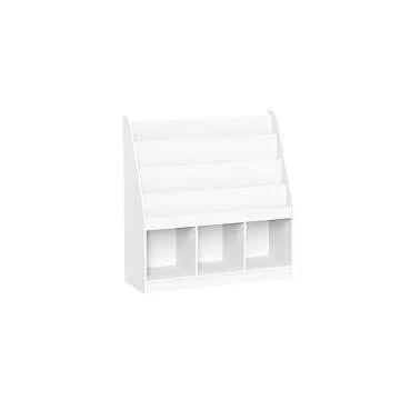 RiverRidge Kids 4 shelves Three Cubbies Bookrack, White (02-251), 11.81"D x 35"W x 36"H