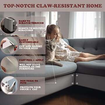 Xymoso Anti Cat Scratch Furniture Protector,12 Pack Couch Corner Protector Tape for Cats,Clear Cat S...