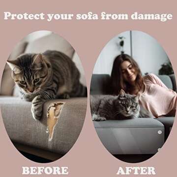 Xymoso Anti Cat Scratch Furniture Protector,12 Pack Couch Corner Protector Tape for Cats,Clear Cat Scratch Deterrent for Furniture,8pcs (17" x12”) & 4pcs (17"x6")