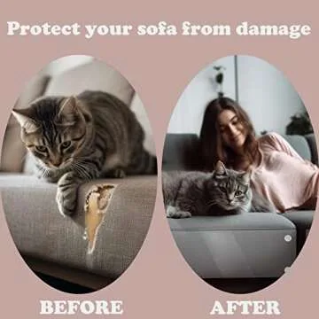 Xymoso Anti Cat Scratch Furniture Protector,12 Pack Couch Corner Protector Tape for Cats,Clear Cat Scratch Deterrent for Furniture,8pcs (17" x12”) & 4pcs (17"x6")