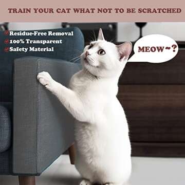 Xymoso Anti Cat Scratch Furniture Protector,12 Pack Couch Corner Protector Tape for Cats,Clear Cat Scratch Deterrent for Furniture,8pcs (17" x12”) & 4pcs (17"x6")