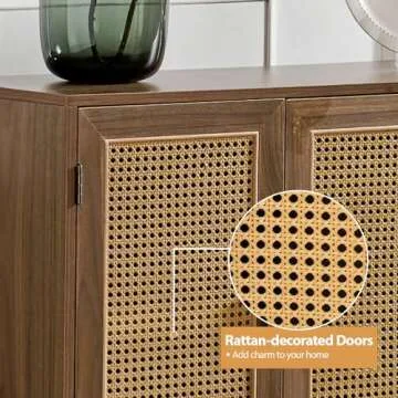 Stylish HULALA HOME Storage Cabinet with Rattan Doors