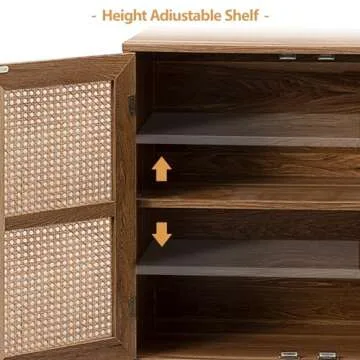 Stylish HULALA HOME Storage Cabinet with Rattan Doors