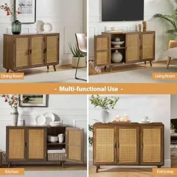 Stylish HULALA HOME Storage Cabinet with Rattan Doors
