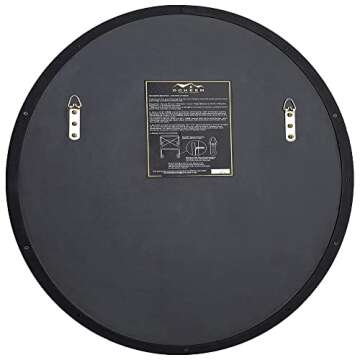 DOHEEM Black Round Mirror Circle Mirror, 24 Inch Large Round Wall Mirror for Bathroom with Metal Frame (24INCH, Black)