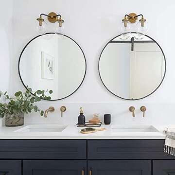 DOHEEM Black Round Mirror Circle Mirror, 24 Inch Large Round Wall Mirror for Bathroom with Metal Frame (24INCH, Black)