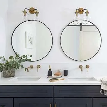DOHEEM Black Round Mirror Circle Mirror, 24 Inch Large Round Wall Mirror for Bathroom with Metal Frame (24INCH, Black)