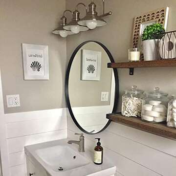 DOHEEM Black Round Mirror Circle Mirror, 24 Inch Large Round Wall Mirror for Bathroom with Metal Frame (24INCH, Black)