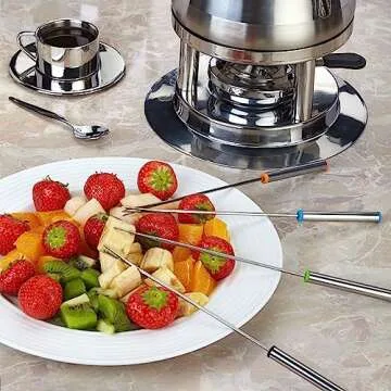 Set of 12 Color Coded Stainless Steel Fondue Forks