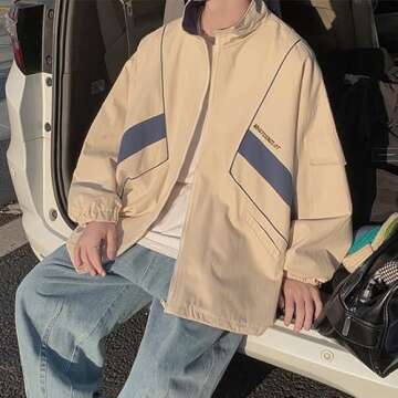 Men's Varsity Jacket Harajuku Vintage Bomber Jackets Techwear Windbreaker Color Block Unisex Coats Korean Streetwear