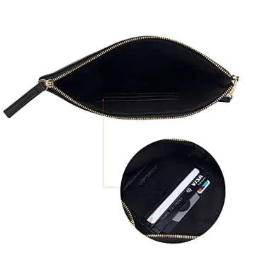 DORIS&JACKY Lambskin Leather Wristlet Clutch Purse For Women Large Soft Designer Wallet With Strap