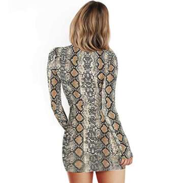LYKSAW Queen.M Women's Sexy Bodycon Dress Knitting Casual Club Party Slim Short Mini Dress (Snake Skin Print, S)