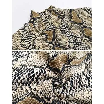 LYKSAW Queen.M Women's Sexy Bodycon Dress Knitting Casual Club Party Slim Short Mini Dress (Snake Skin Print, S)