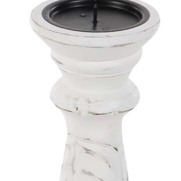 Deco 79 Mango Wood Candle Holder, Set of 3 18", 15", 12"H, White