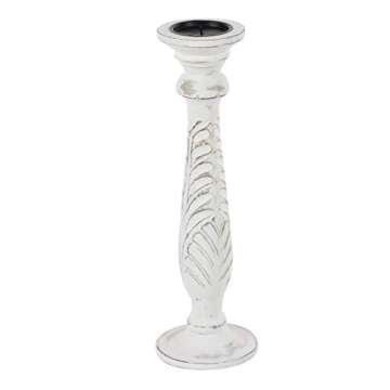 Deco 79 Mango Wood Candle Holder, Set of 3 18", 15", 12"H, White