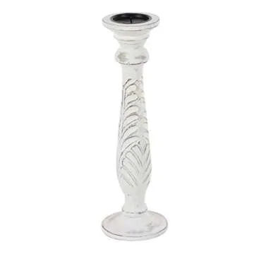 Deco 79 Mango Wood Candle Holder, Set of 3 18", 15", 12"H, White